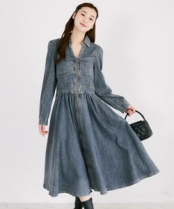 フロントジップデザインデニムシャツワンピース tocco closet(トッコクローゼット) ※オフィシャルサイト限定