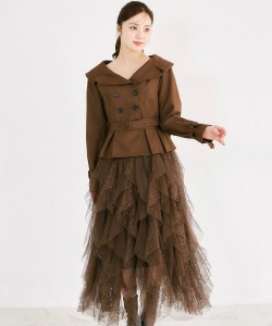 レース×チュールミックスラッフルフリルイレヘムスカート tocco closet(トッコクローゼット)※こちらの商品は上下セットアイテムではございません。　