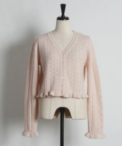 フリル透かし編みニットカーディガン  tocco closet(トッコクローゼット)　※オフィシャルサイト限定 ※セレクトアイテム