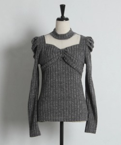 ヨークシアー切り替えフロントリボンリブニットプルオーバー tocco closet(トッコクローゼット)※オフィシャルサイト限定 ※セレクトアイテム