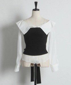 リボン付きオフショルドッキングプルオーバー  tocco closet(トッコクローゼット)　※オフィシャルサイト限定 ※セレクトアイテム