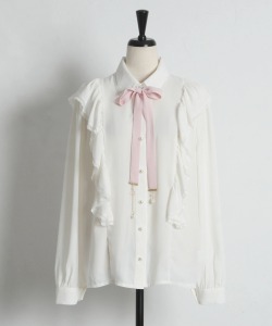 ２ＷＡＹボウタイリボン付きレース装飾ラッフルフリルブラウス tocco closet(トッコクローゼット)　※オフィシャルサイト限定 ※セレクトアイテム