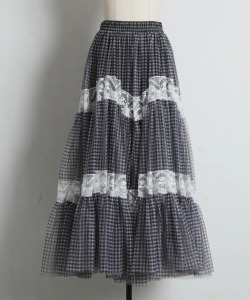レースラインギンガムチェックチュールスカート tocco closet(トッコクローゼット)※オフィシャルサイト限定※セレクトアイテム