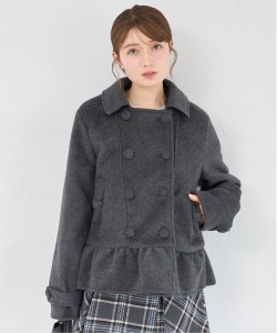 リボンポケット付き裾フリルダブルコート 8月24日(月)オフィシャルサイト限定グレー再販☆ tocco closet(トッコクローゼット) ※セレクトアイテム※少量の在庫確保による再販売の為、交換は出来かねる場合がございます。予めご了承ください。