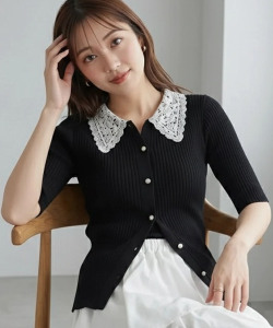 【商品化決定！2026年5月販売予定☆】いつものコーデにプラスするだけで即旬顔になれるレース襟付きニットプルオーバー《RequestProject》たくさんのリクエストありがとうございました♪