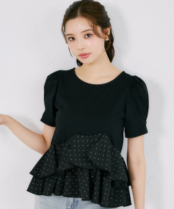 ＵＶカット＆接触冷感＆速乾♪楽して綺麗が叶う異素材アシメフリルリブカットプルオーバー 8月27日(木)再販決定☆tocco closet(トッコクローゼット) ※少量の在庫確保による再販売の為、交換は出来かねる場合がございます。