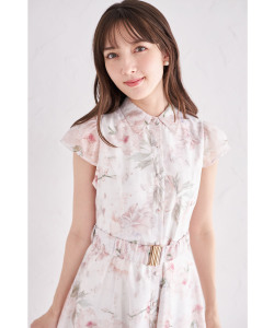 ベルト付き水彩シアーフラワープリントシャツワンピース 6月30日(月)オフィシャルサイト限定再販☆【callista カリスタ】 tocco closet(トッコクローゼット)《tocco closet luxe》※少量の在庫確保による再販売の為、交換は出来かねる場合がございます。予めご了承ください。