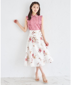 ウエストアシメ切り替えフラワープリントフレアスカート 8月11日(月)オフィシャルサイト限定再販☆【riquina リキーナ】tocco closet(トッコクローゼット)《tocco closet luxe》※少量の在庫確保による再販売の為、交換は出来かねる場合がございます。予めご了承ください。