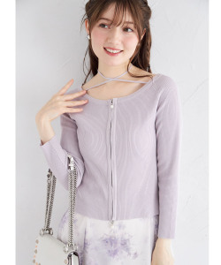 ３ＷＡＹリボン付きパールジップリブニットプルオーバー 【mustia】《tocco closet luxe》＊スペシャルプライス品につき返品/キャンセル/配送日指定不可/ラッピング不可/少量在庫のセールの為交換は出来かねる場合がございます。