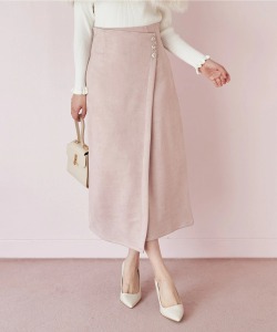 ビジュー付きハイウエストラップタイトスエードスカート  8月23日(日)再販決定☆《tocco closet luxe》※グレイッシュブラウンの入荷はありません。※少量の在庫確保による再販売の為、交換は出来かねる場合がございます。