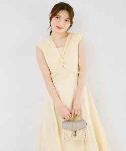 フロントクロスコットンライクフレアワンピース   5月31日(日)レモン再販決定☆ 《tocco closet luxe》※有村実樹さんはアクアブルー着用 ※少量の在庫確保による再販売の為、交換は出来かねる場合がございます。予めご了承ください。
