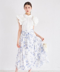 ３ＷＡＹウエストリボン付きフラワープリントフレアスカート【acenlis アセンリス】 tocco closet ＊スペシャルプライス品につき返品/キャンセル/配送日指定不可/ラッピング不可/少量在庫のセールの為交換は出来かねる場合がございます。