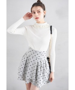 リボンフロッキーミニスカパン【auralina オーラリナ】 tocco closet(トッコクローゼット)＊スペシャルプライス品につき返品/キャンセル/配送日指定不可/ラッピング不可/少量在庫のセールの為交換は出来かねる場合がございます。