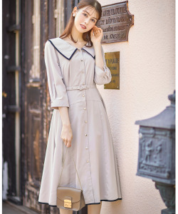 ベルト付き配色ライン入りシャツワンピース【berosa ビローザ】tocco closet(トッコクローゼット)＊スペシャルプライス品につき返品/キャンセル/配送日指定不可/ラッピング不可/少量在庫のセールの為交換は出来かねる場合がございます