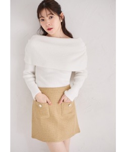 ビジュー飾り釦ポケット付きツイードミニスカパン【cagnolia カグノリア】 tocco closet ＊スペシャルプライス品につき返品/キャンセル/配送日指定不可/ラッピング不可/少量在庫のセールの為交換は出来かねる場合がございます。