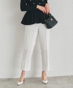 裾パール付きスパンコールツイードパンツ【callina カリナ】tocco closet(トッコクローゼット) ＊スペシャルプライス品につき返品/キャンセル/配送日指定不可/ラッピング不可/少量在庫のセールの為交換は出来かねる場合がございます。