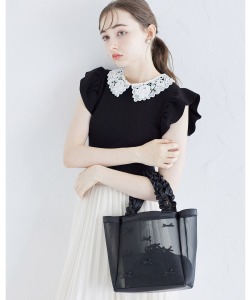 巾着付きリボン／ストーン装飾メッシュフリルトートバッグ 8/28(水)オフィシャルサイト限定再販☆【conessy】 tocco closet(トッコクローゼット)※セレクトアイテム※少量の在庫確保による再販売の為、交換は出来かねる場合がございます。※#202 リボンの入荷はありません