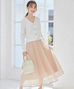 ラインスパンコールチュールフレアスカート【coryne コリネ】 tocco closet(トッコクローゼット)＊スペシャルプライス品につき返品/キャンセル/配送日指定不可/ラッピング不可/少量在庫のセールの為交換は出来かねる場合がございます。