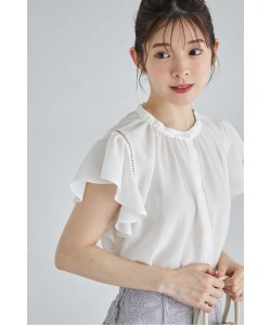 ハシゴレース切り替えラッフルフリルスリーブブラウス【culasy キュラシー】 tocco closet(トッコクローゼット) ＊スペシャルプライス品につき返品/キャンセル/配送日指定不可/ラッピング不可/少量在庫のセールの為交換は出来かねる場合がございます。