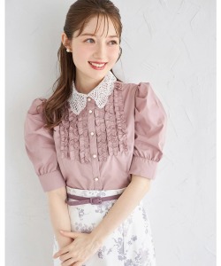 ２ＷＡＹレース襟付きパール釦フリルブラウス【donatie ドネティ】 tocco closet(トッコクローゼット)