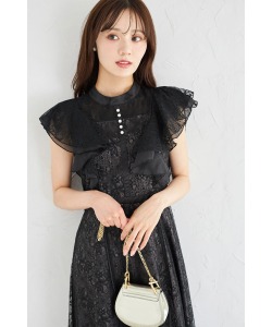 ウエストリボン付きパール装飾ラッフルフリルフラワーレースワンピース 7月7日(月)オフィシャルサイト限定再販☆ 《tocco closet luxe》※少量の在庫確保による再販売の為、交換は出来かねる場合がございます。予めご了承ください。