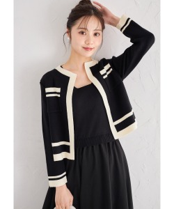 バイカラーニットカーディガン×ドッキングニットワンピースセットアップ【faelette フェレッテ】 tocco closet(トッコクローゼット)