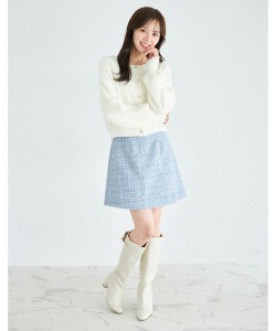 パールビジュー装飾ツイードミニスカパン《Tweed Collection》≪MiniSkirtCollection≫＊スペシャルプライス品につき返品/キャンセル/配送日指定不可/ラッピング不可/少量在庫のセールの為交換は出来かねる場合がございます。