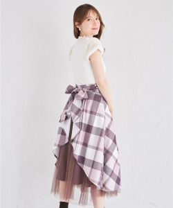 ３ＷＡＹリボン付き後ろチュールフリル切り替えチェックプリントツイードスカート 12月8日(月)オフィシャルサイト限定ピンクブラウン再販☆ tocco closet ※少量の在庫確保による再販売の為、交換は出来かねる場合がございます。予めご了承ください。