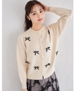 リボン＆パール付きニットカーディガン 1月21日(火)オフィシャルサイト限定グレー再販☆【firanda フィランダ】 tocco closet(トッコクローゼット)※少量の在庫確保による再販売の為、交換は出来かねる場合がございます。予めご了承ください。