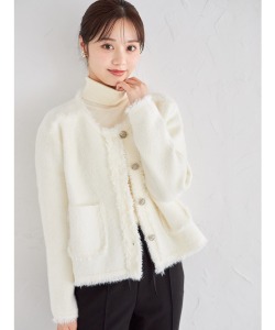 ポケット付きビジュー釦フリンジニットジャケット 12月19日(木)オフィシャルサイト限定再販☆【fouisa フォイザ】 tocco closet(トッコクローゼット)※少量の在庫確保による再販売の為、交換は出来かねる場合がございます。予めご了承ください。
