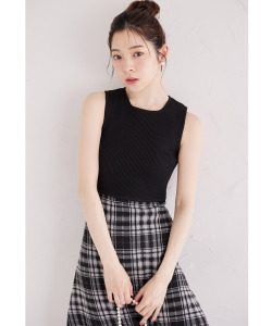 リブ×チェックドッキングニットワンピース 6月2日(月)オフィシャルサイト限定再販☆【fumina フュミーナ】 tocco closet(トッコクローゼット)　※少量の在庫確保による再販売の為、交換は出来かねる場合がございます。予めご了承ください。