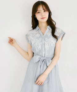 インナー付きウエストりぼんレース装飾シアーシャツワンピース  tocco closet(トッコクローゼット)※少量の在庫確保による再販売の為、交換は出来かねる場合がございます。※オフホワイトの入荷はありません