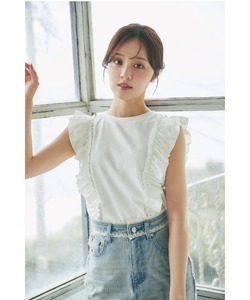 ＵＶカット＆接触冷感＆汗染み防止♪サイドフリルＴシャツ  tocco closet(トッコクローゼット)《UVCollection》＊スペシャルプライス品につき返品/キャンセル/配送日指定不可/ラッピング不可/少量在庫のセールの為交換は出来かねる場合がございます。