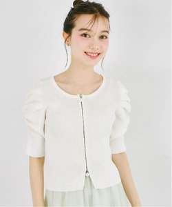 パワーショルダーラメリブニットジップカーディガン tocco closet(トッコクローゼット)
