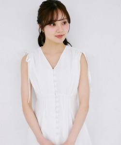 5月上旬ラベンダー再販予定！入荷連絡受付中☆誰からも愛されるコットンレーススカラップ刺繍ドロストリボンワンピース tocco closet(トッコクローゼット)《FlowerCollection》※森香澄さん、鈴木ゆうかさんはラベンダー着用