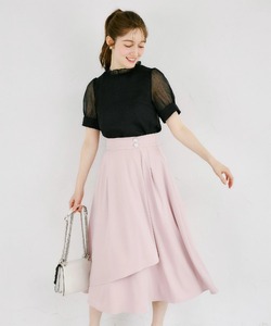ウエストビジューボタン付きミモレ丈ラップスカート tocco closet(トッコクローゼット)＊スペシャルプライス品につき返品/キャンセル/配送日指定不可/ラッピング不可/少量在庫のセールの為交換は出来かねる場合がございます。
