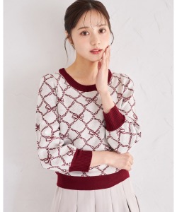 リボンジャガードニットプルオーバー【irilynne イリーリネ】 tocco closet ＊スペシャルプライス品につき返品/キャンセル/配送日指定不可/ラッピング不可/少量在庫のセールの為交換は出来かねる場合がございます。