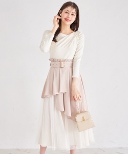 ベルト付きチュール切り替えスカート 6月9日(月)再販決定☆【javine ジェヴィン】 tocco closet(トッコクローゼット) ※少量の在庫確保による再販売の為、交換は出来かねる場合がございます。予めご了承ください。