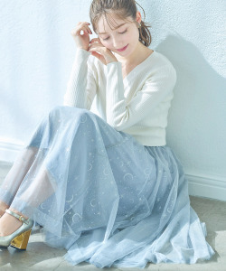 エトワールラメプリントチュールフレアスカート【jedary ジェダリー】tocco closet(トッコクローゼット) ＊スペシャルプライス品につき返品/キャンセル/配送日指定不可/ラッピング不可/少量在庫のセールの為交換は出来かねる場合がございます。