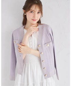 透かし編み切り替えラメニットカーディガン【jelsa ジェルサ】 tocco closet(トッコクローゼット) ＊スペシャルプライス品につき返品/キャンセル/配送日指定不可/ラッピング不可/少量在庫のセールの為交換は出来かねる場合がございます。