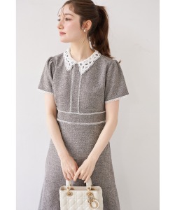 ２ＷＡＹレース襟付き配色サマーツイードワンピース  【jemaes ジメース】 tocco closet(トッコクローゼット)※少量の在庫確保による再販売の為、交換は出来かねる場合がございます。予めご了承ください。