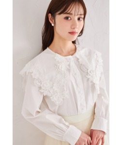 フラワーレースモチーフ付きビックカラーブラウス 3月8日(土)オフィシャルサイト限定再販☆【jirable ジラブル】 tocco closet(トッコクローゼット)※少量の在庫確保による再販売の為、交換は出来かねる場合がございます。予めご了承ください。
