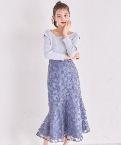 きらきらスパンコール入り立体フラワー刺繍レースマーメイドスカート【jolietta ジョリータ】 tocco closet ＊スペシャルプライス品につき返品/キャンセル/配送日指定不可/ラッピング不可/少量在庫のセールの為交換は出来かねる場合がございます。