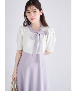 サイドボウタイリボン配色ニットワンピース 3月31日(月)オフィシャルサイト限定再販☆【labells ラビルス】tocco closet(トッコクローゼット)※少量の在庫確保による再販売の為、交換は出来かねる場合がございます。予めご了承ください。