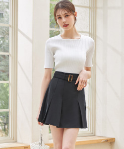 ベルト付きプリーツミニスカパン【laomea ラオミア】 tocco closet(トッコクローゼット)　＊スペシャルプライス品につき返品/キャンセル/配送日指定不可/ラッピング不可/少量在庫のセールの為交換は出来かねる場合がございます。
