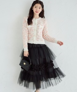 ボリュームフリルチュールスカート【lazacy ラザシー】 tocco closet(トッコクローゼット)＊スペシャルプライス品につき返品/キャンセル/配送日指定不可/ラッピング不可/少量在庫のセールの為交換は出来かねる場合がございます。