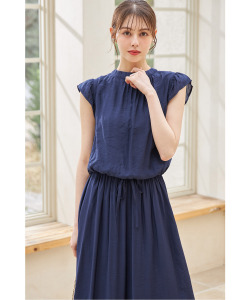 ウエストりぼん付きフリルスリーブワンピース【lejona レジョーナ】 tocco closet(トッコクローゼット)　＊スペシャルプライス品につき返品/キャンセル/配送日指定不可/ラッピング不可/少量在庫のセールの為交換は出来かねる場合がございます。