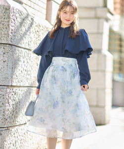 シアーフラワープリントタックフレアスカート4月14日(金)再販決定☆【lenamy レナミー】 tocco closet(トッコクローゼット)
