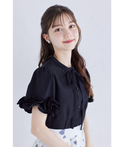 コットンライクホイップフリルボウタイリボンブラウス 【lindes リンデス】 tocco closet(トッコクローゼット) ※アイスブルーの入荷はありません