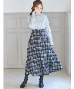 フロントファスナーチェックタックフレアスカート【lojetta ロジェッタ】 tocco closet(トッコクローゼット)　＊スペシャルプライス品につき返品/キャンセル/配送日指定不可/ラッピング不可/少量在庫のセールの為交換は出来かねる場合がございます。